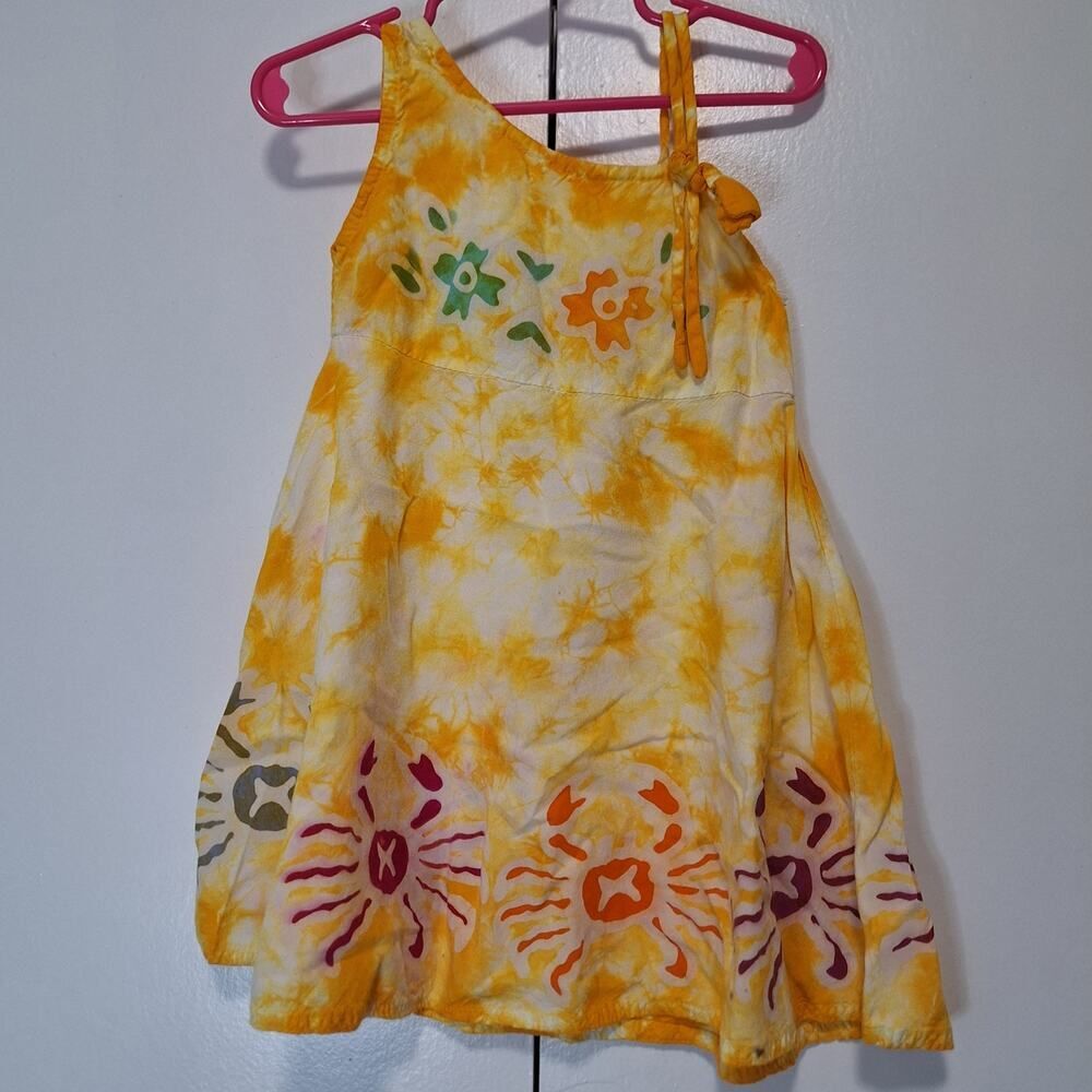 Girls Yellow Crab Tie Dye Dress Size 2T